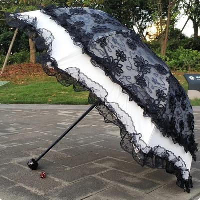 Vintage Luxury Double Layer Lace Flower Sun Parasol Woman Travel Strong Windproof Rainproof UV Rain Umbrella Business Gift