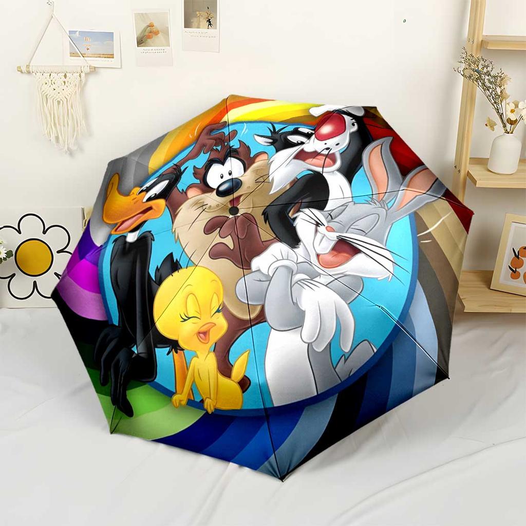 Looney Tunes Characters Portable Automatic Umbrella Compact 8-Rib Design Compact Design All-Season Travel Outdoor Accessory