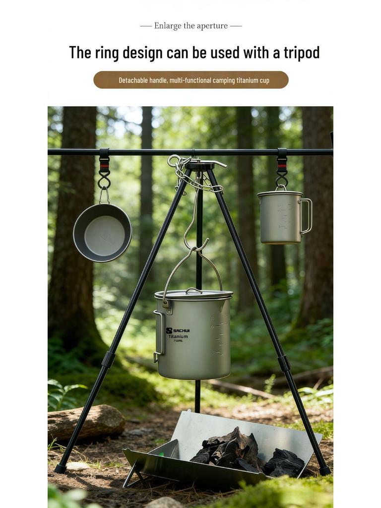 Leichte faltbare Reisetasse aus reinem Titan für Camping & Outdoor-Tee