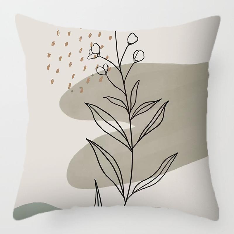 Morandi Abstract Artistic Patterns Throw Pillow Cover with Short Plush Print for Living Room Sofa Decoration Cushion Cover