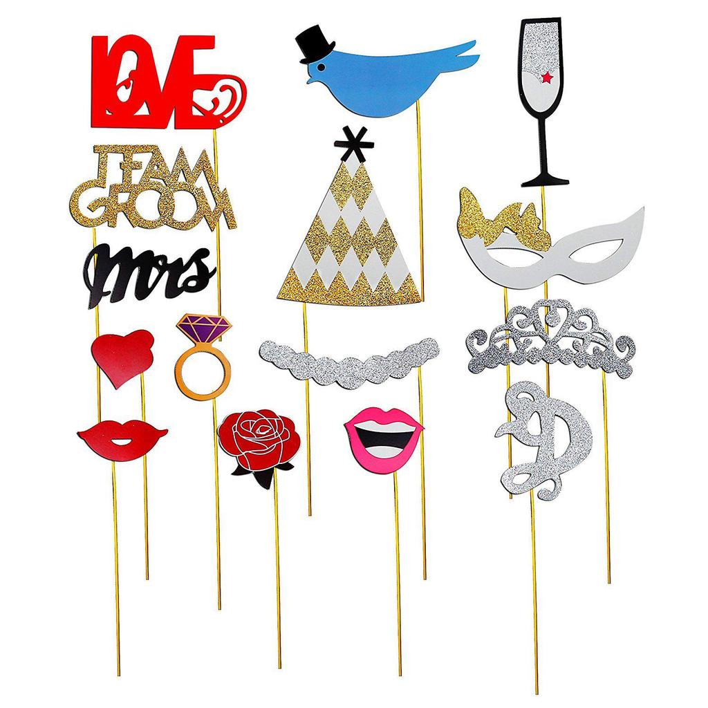 Creative Love Birds Wedding Photo Booth Signs - Gold & Silver Props for Parties