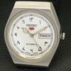 JAPAN VINTAGE SEIKO 5 AUTOMATIC 6309A MENS ARABIC WHITE DIAL WATCH a701423-5