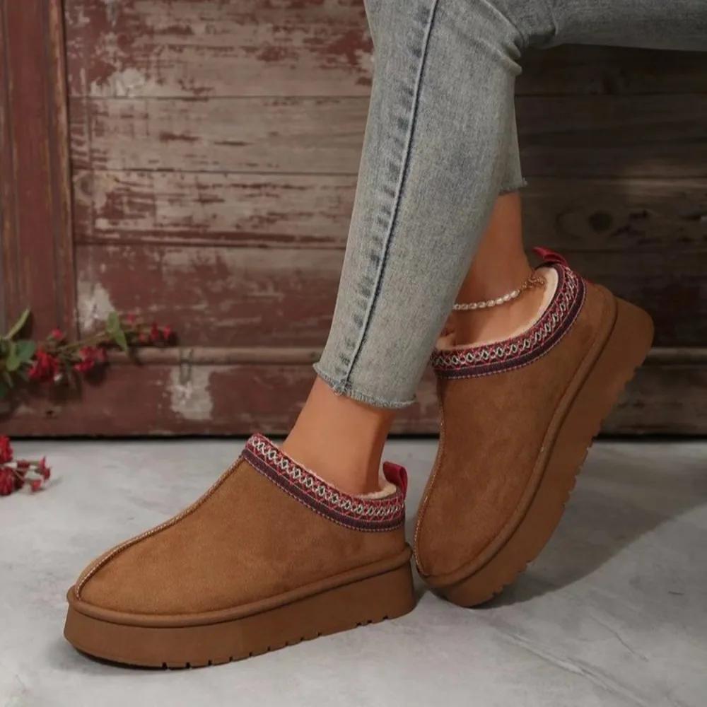 Fashion New Warm Winter Women's Wool Slippers Warm Platform Wool Slippers Women Sheepskin Slippers Snow Boots Cotton Shoes
