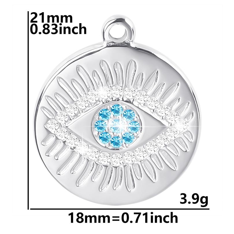 6pcs Evil Blue Eye Charm Dark Blue Heart Moon Eyes Pendant Rhinestone Stainless Steel Charm For Jewelry Making Necklace Keychain