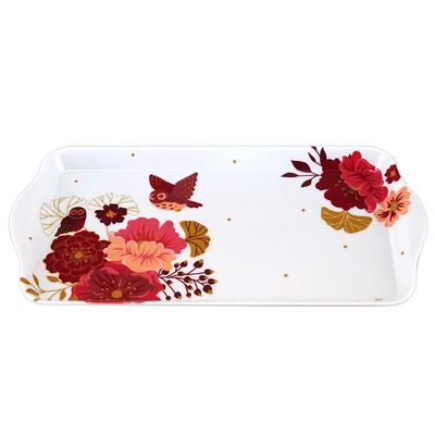 [A3335] - Melamine Cake Tray 'Osaka' Red Pink White - 30x15 Cm