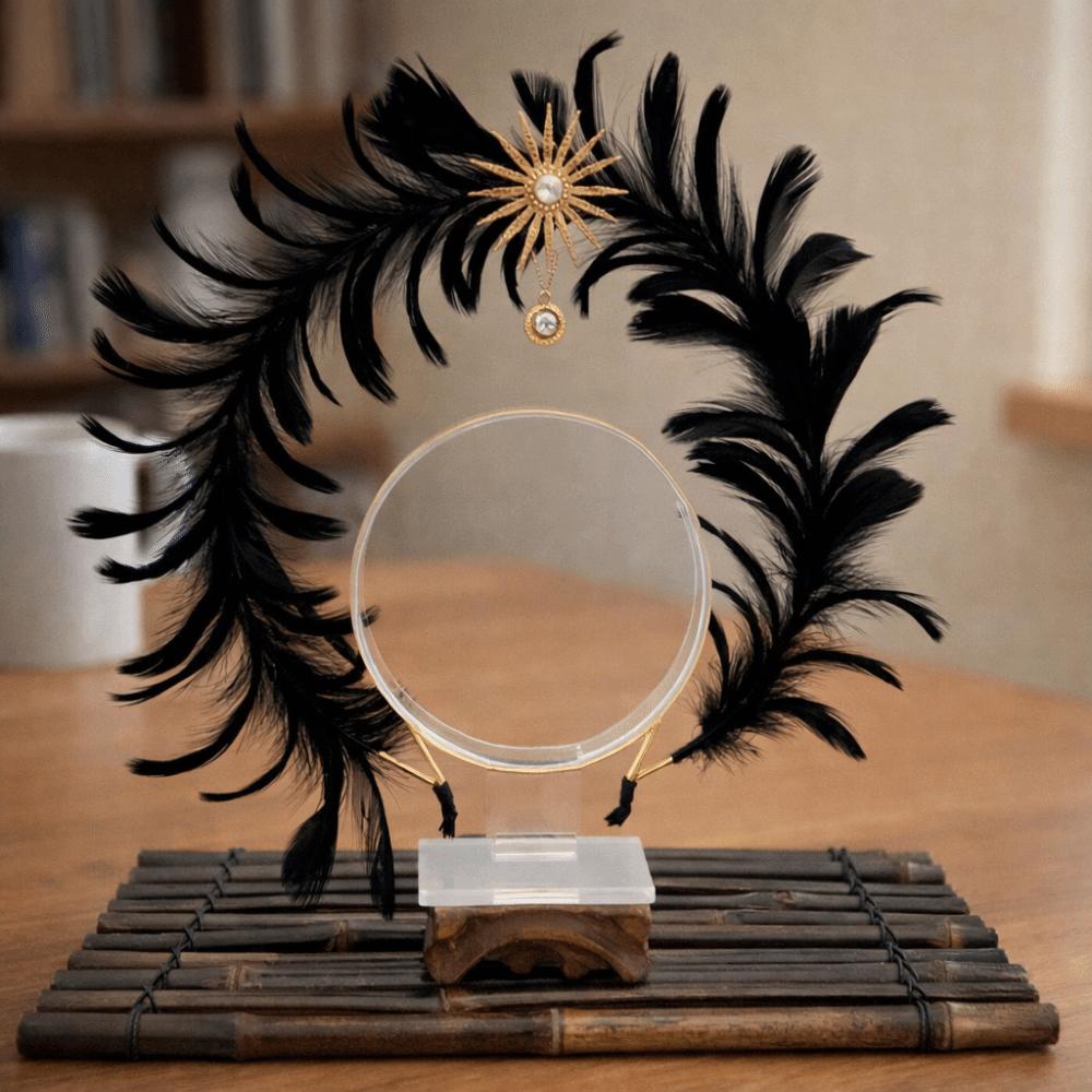 Ручна корона-обруч для волосся з пір'ям "Слава" Двошаровий обруч-крила Різдвяна вечірка