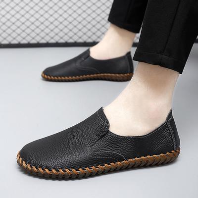 Summer New Popular Large Size Men's Shoes Leather Stitching Casual Shoes Men's First Layer Cowhide Foot Shoes