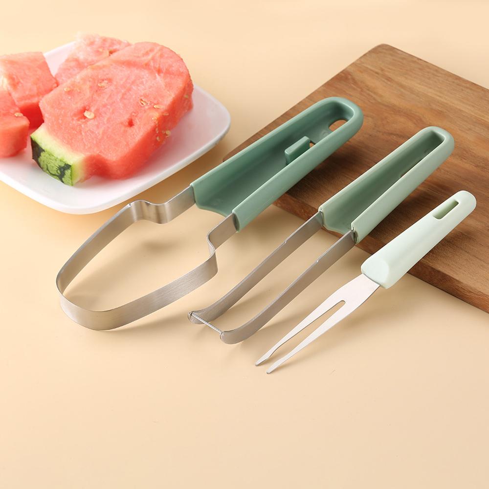 3-in-1 Stainless Steel Watermelon Fork Slicer Cutter for Camping Kitchen Gadgets