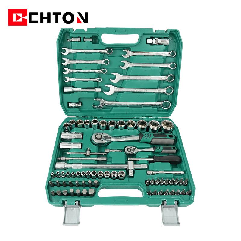 

Набор инструментов для авторемонта, 82 предмета: Торцевой ключ и 24-зубцовая трещотка