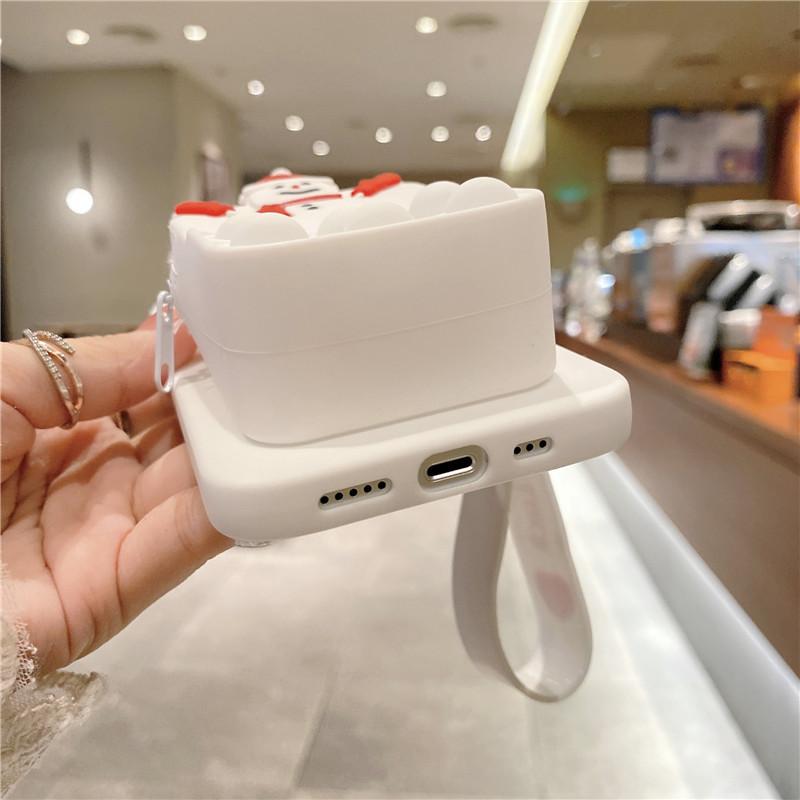 For Silicon 3D Cute Hand Strap Wallet Key Bag for iPhone 18 17 16 15 14 13Pro Max Xr Xs Bubble Game Cover Christmas Phone Case
