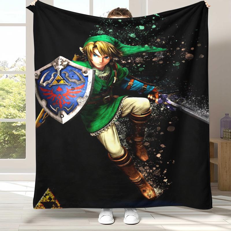 Retro Z-Zelda Cartoon Link Spiele Flanelldecke, Ultra Weiche Warme Plüschdecke für Zuhause Schlafzimmer Bett Sofa Abdeckung Camping Picknick Kind
