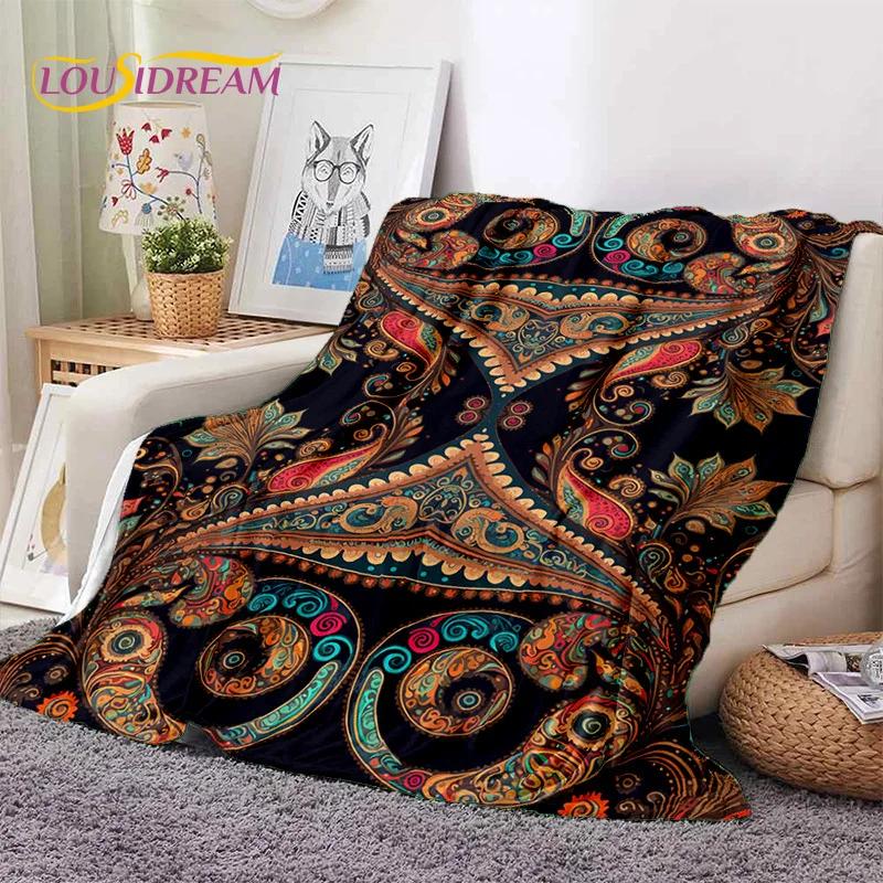 Turkey Persian Bohemian Mandala Flower Soft Flannel Blanket for Bed Bedroom Sofa Picnic,Throw Blanket for Outdoors Leisure Gift