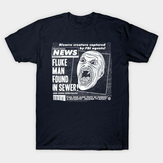 

Men Black Print T-shirt Freaky World News No-Cut Transfer Paper Print Cotton Tshirt 3XL тёмно-синий