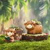 Highland Cow Planter Cute Cartoon Cattle Resin Plant Pot Rustic Animal Flower Pot with Drainage Hole for Outdoor Indoor Backyard Balcony Home Desk