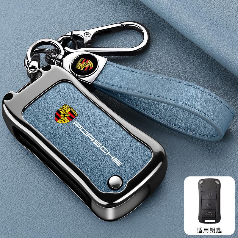3 Buttons Zinc Alloy Leather Car Remote Key Case Cover Shell Accessory For Porsche Cayenne 955 957 911 997 Boxster 987 Sticker LG4