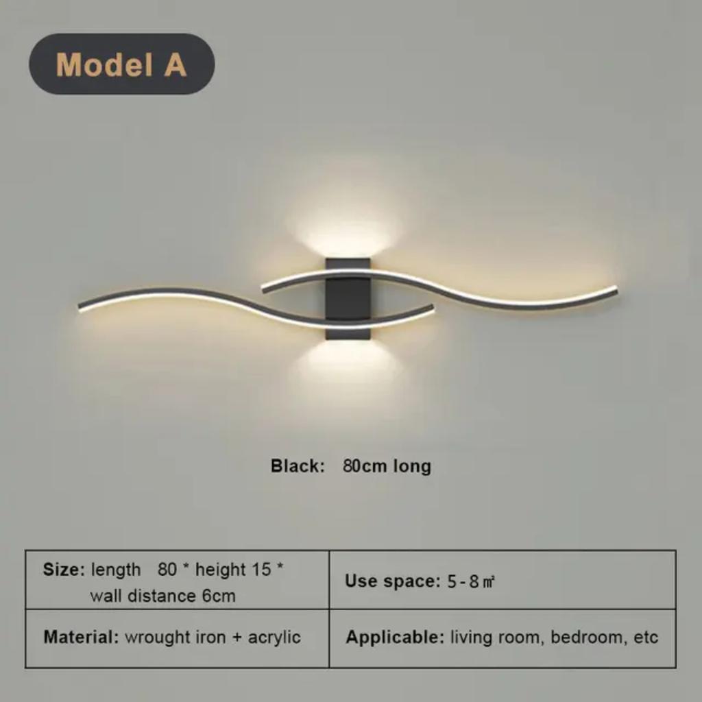New Stylish Elegant Modern Black LED Wall Light - Chic Contemporary White Interior Lamps - Sleek Indoor Decor Accent for Living