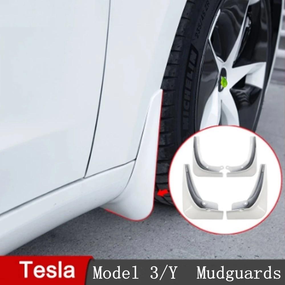 Mud Flaps Mudguards For Tesla Model 3 Y 2017- 2022 2023 Plastic Splash Guards Fender 4Pcs/set Black White Carbon Fiber Color