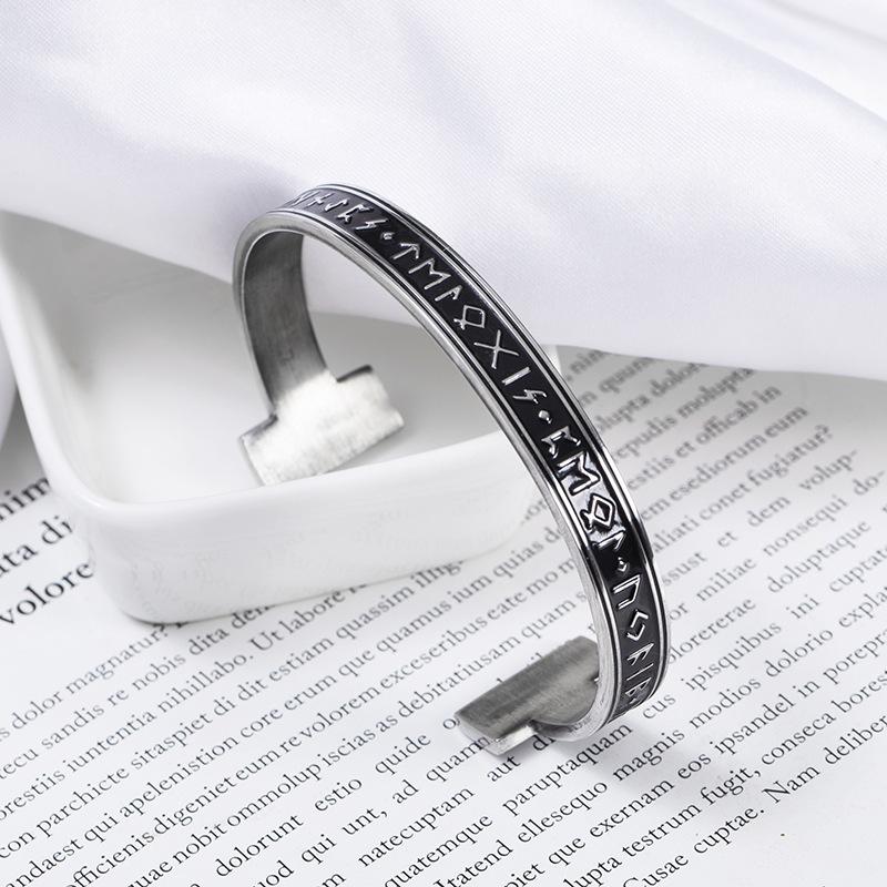 Vintage Viking Rune Open Cuff Bracelet Men's Amulet Jewelry