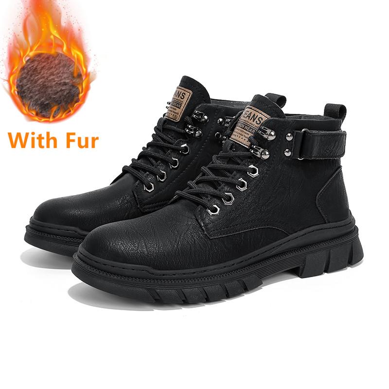 Non-Slip New Warm Winter Boots for Men Luxury Brand High Top Male Casual Travel Shoes 2024 All-match Leather Men's Ankle Boots