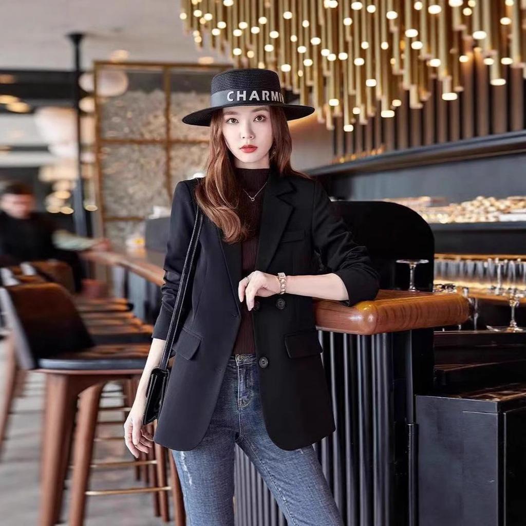 Women's Slimming Mid-Length Korean Style Blazer - Autumn and Spring Temperament Jacket