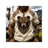 T-shirt Uomo Estiva 2026 Stile Retro Street Usurata con Orso Vichingo, Nodo Celtico, Stampa 3D, Maniche Corte Ampie Girocollo