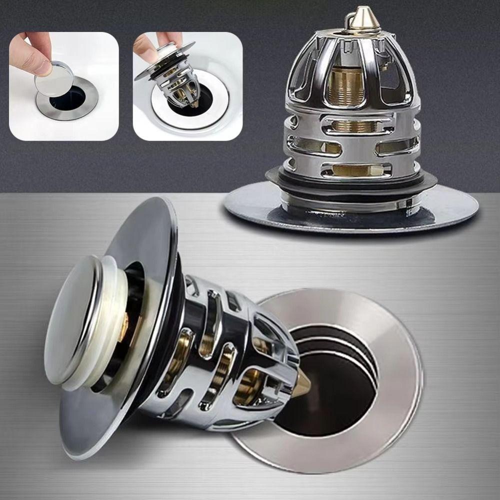 2 st Studsa upp Trycktyp Duschhandfatspropp Plast/Mässingskärna Badrum Köksaccessoarer Avloppsfilter Hårfångare Universal