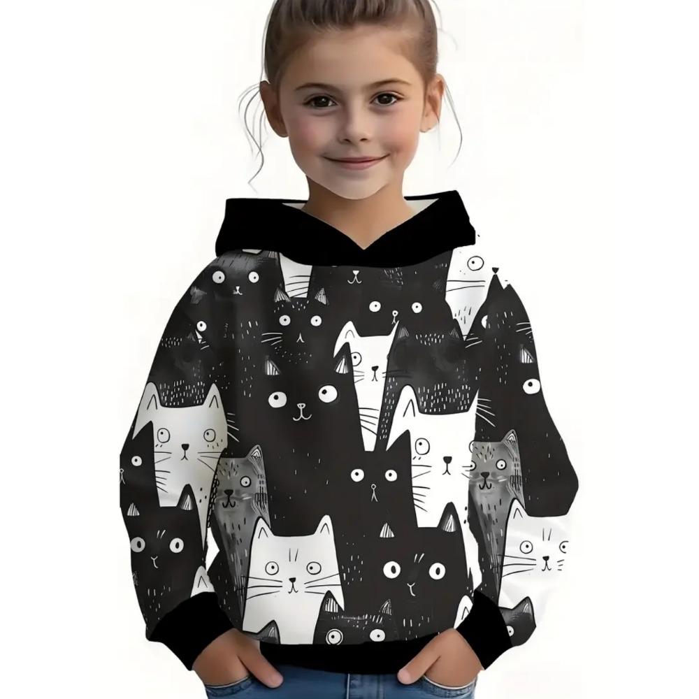 Girls Clothes Hoodies Cute Cat 3D Print Child Sweatshirt Autumn Cartoon Clothes for Children Girl Tops Fashion Children Clothes