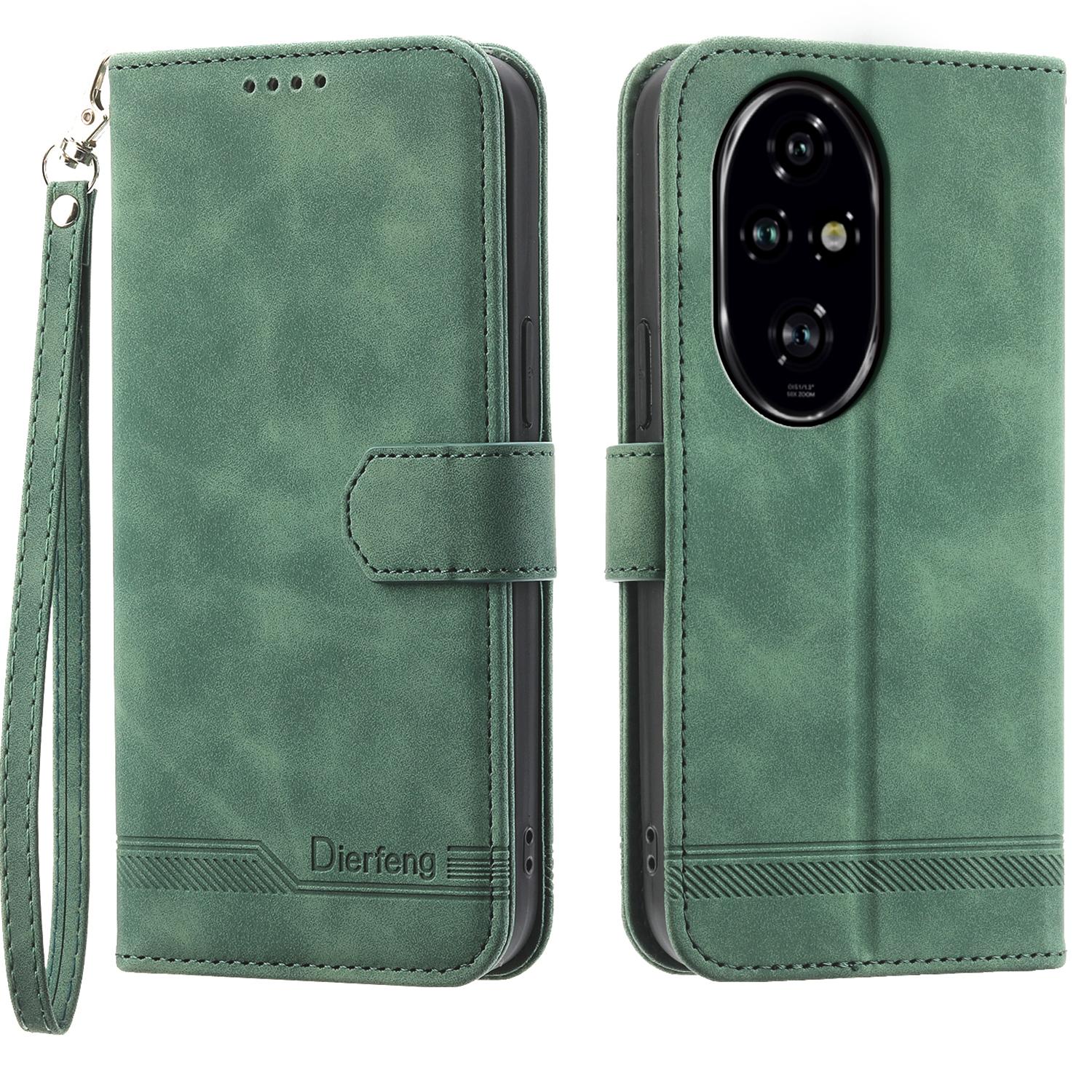 DIERFENG DF-03 For Honor 200 Pro 5G Case Lines Imprinted Leather Wallet Phone Cover A