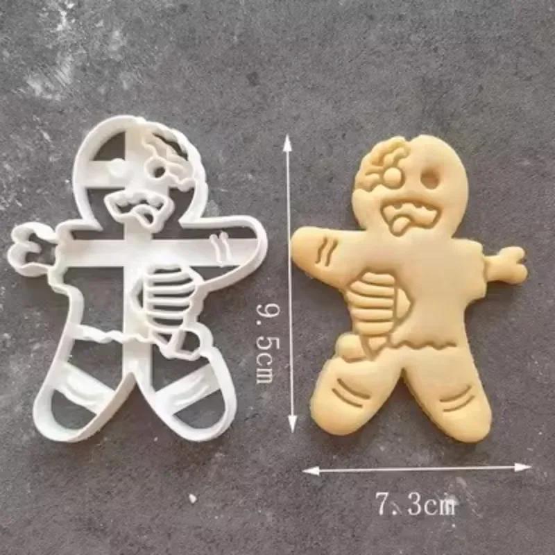 3/1pcs Christmas Gingerbread Cookie Cutter Gingerbread Man Skull Candy Biscuits Baking Mould For Xmas Halloween Party Cake Decor