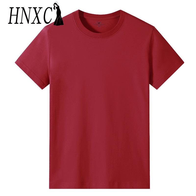 HNXC Kortermet t-skjorte i bomull for menn mote løs halvermet skjorte med trykt medfølende skjorte