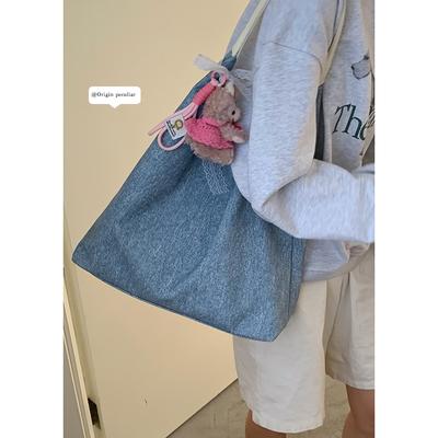Fashion Denim Large-capacity Tote Bag Women's 2025 Summer New Simple Shoulder Bag Korean Version Casual Armpit Bag