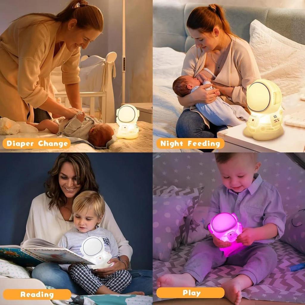 Astronaut Silicone Night Lamp for Kids | RGB Color-Changing LED Bedside Light with Touch Control & 8 Lighting Modes | Rechargeable Nursery Lamp