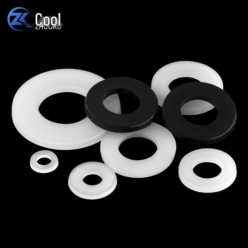 Black & White Nylon Flat Rubber Insulating Washer Set - M2-M24