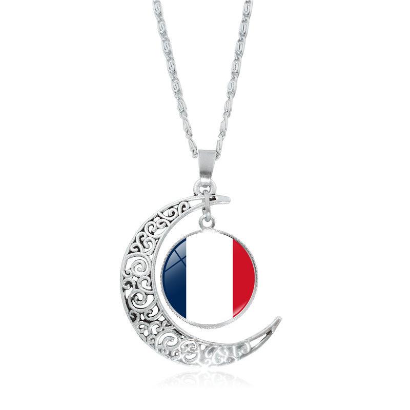 European Cup Top 24 National Flag Moon Women's Versatile Fashion Accessories Pendant Necklace