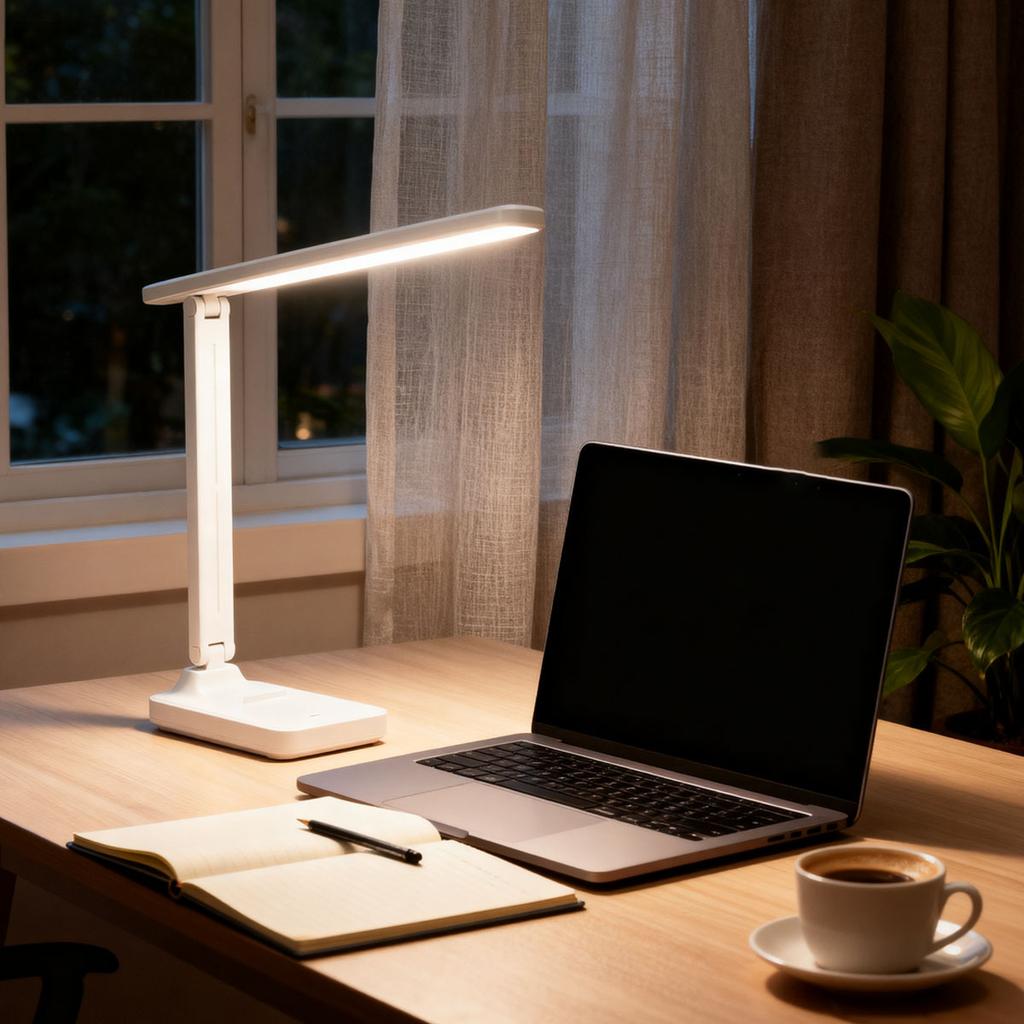 LED Touch Switch, White Folding Desk Lamp, Bedroom, Bedside, Study, Reading, Eye-protecting Night Light, USB Charging, Dimmable,