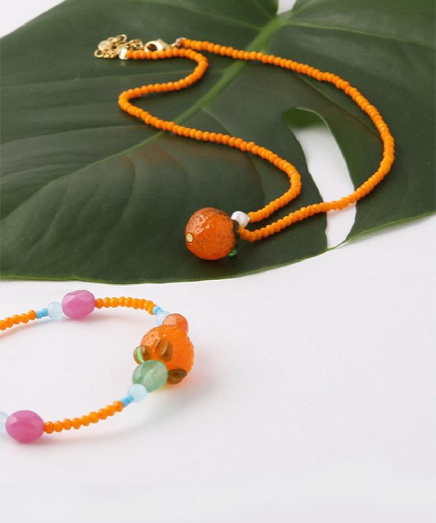 Dana Burton Juicy Orange Glass Necklace