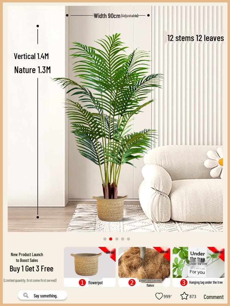 Bionic Green Sprenger's Fern Artificial Tree for Indoor Luxury Living Room Décor