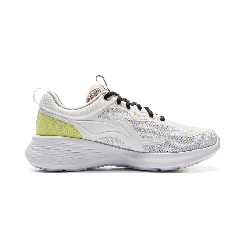 Li Ning Comfortable Fashion Shock Absorbing Wear Resistant Low Top Casual Running Shoes Women Sneaker Cloud-White Apple-Green YKBU122-1