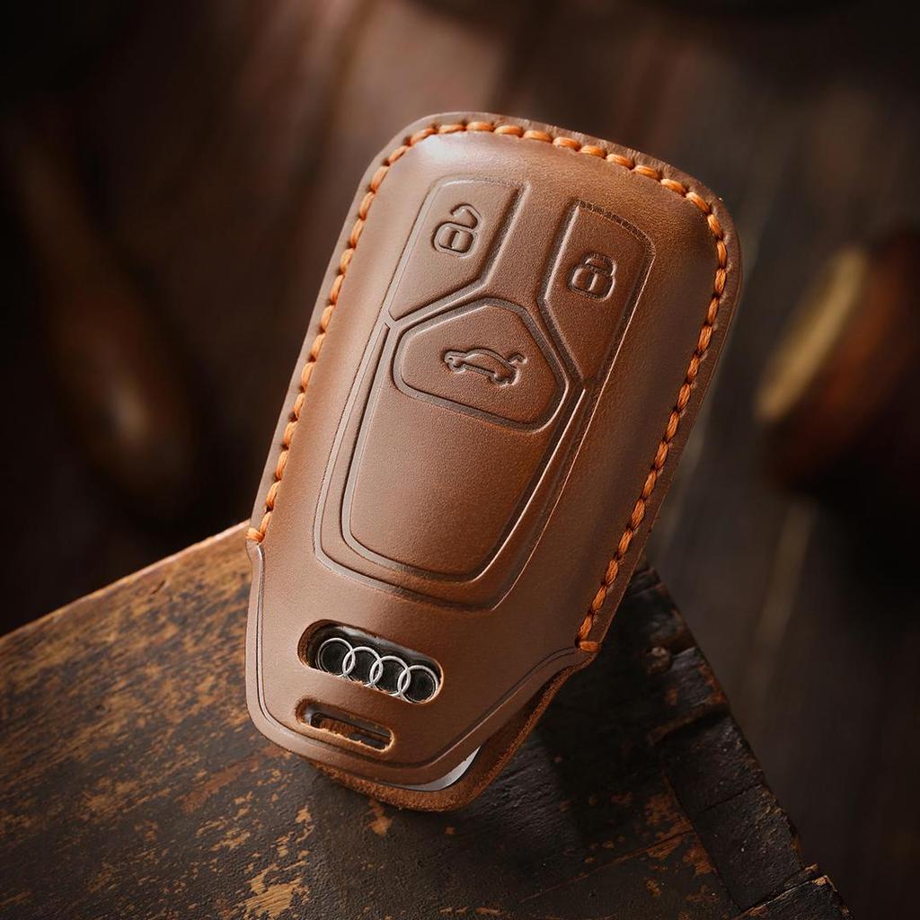 [2018 Aodi] Car Key Cover Keychain Car Key Case Cowhide Handmade Suitable for TT A4 A5 S5 Q5 Q7 SQ5
