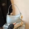 Exquisite Pink One Shoulder Bag Spring Summer Women's Floral Pendant Underarm Handbags Texture Soft PU Crossbody Bag