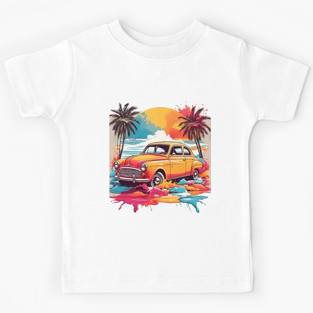 Splash of Retro: Vibrant Vintage Car Designs Kids T-Shirt 110