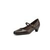 Krazing Pot Sheep Skin Summer Spring Autumn Winter Med Heels Women Round Toe Mary Janes Shallow Pumps
