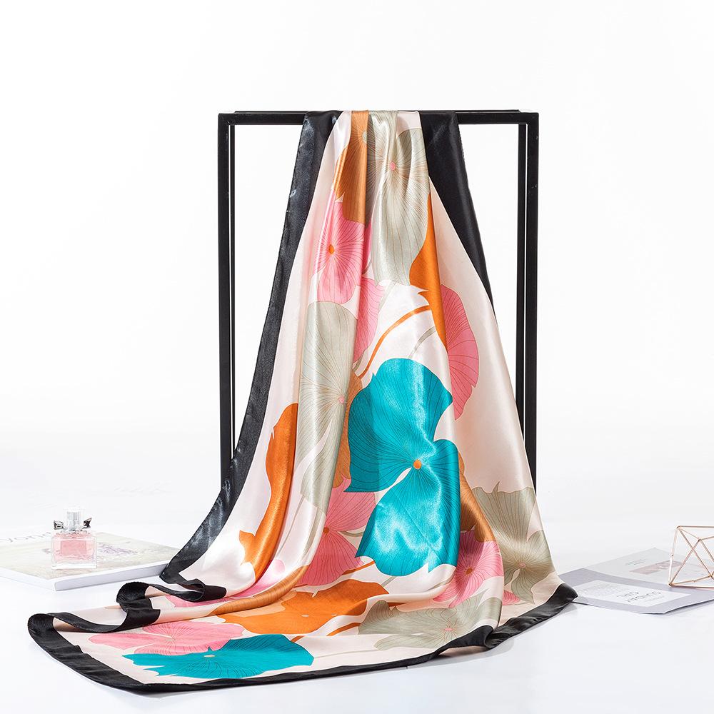 

Шелковый шарф, универсальный оттенок для весны и лета, квадратный шарф 90 см, шаль для защиты от солнца, универсальный женский шелковый шарф, декоративный подарочный шарф 80-100cm небесно-голубой