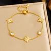 Gold Plated Stainless Steel North Star CZ Charm Bracelet for Women