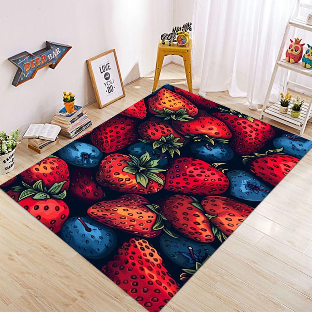 

Fruit Themed Carpet With Vivid Fruit Patterns Strawberry Blueberry Lemon Colorful Cartoon Style NonSlip Rug For Kids Room 40x60CM