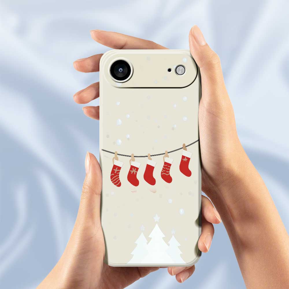 Für iPhone 17 Air Hülle Weihnachtssocken Musterdruck Gerade Kante TPU Handy Rückseite