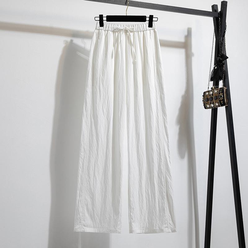 Dimanaf 2025 Summer Plus Size Pants High Waist New Wide-leg Pants Belt Women Fashion Loose Pleated Vintage Pants