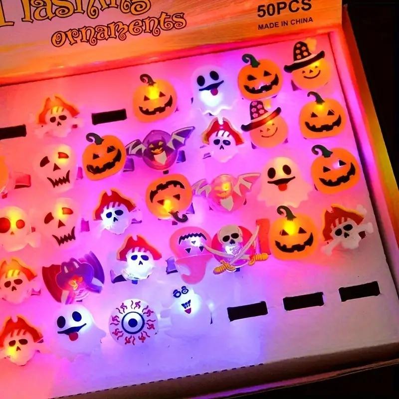 10KS Halloweenský svítící prsten, Halloweenský párty dárek Svítící hračka Svítící prst LED prsten Blikající želé gumový prsten