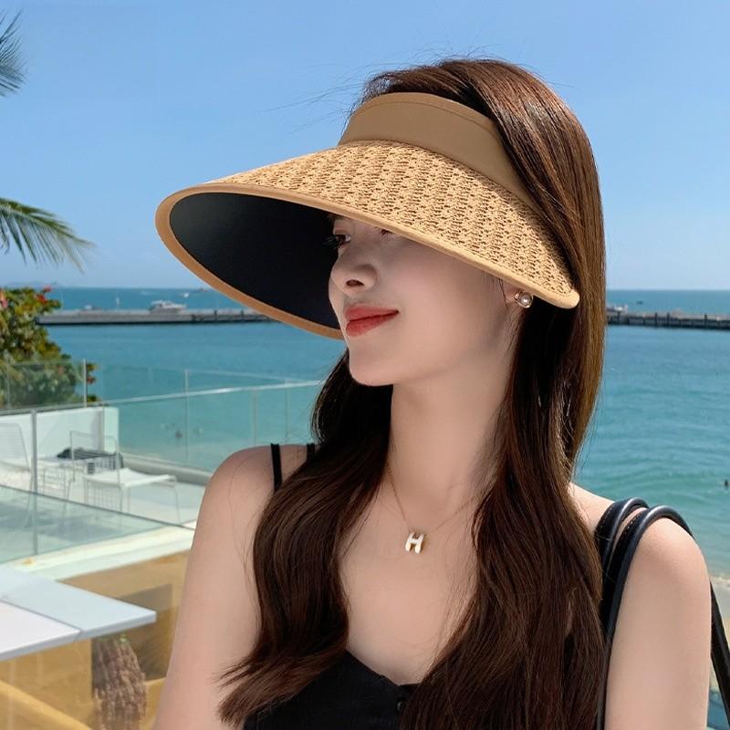 Summer Sun Protection Hat With Large Brim For Outdoor Activities In Breathable Paper Mesh Fabric