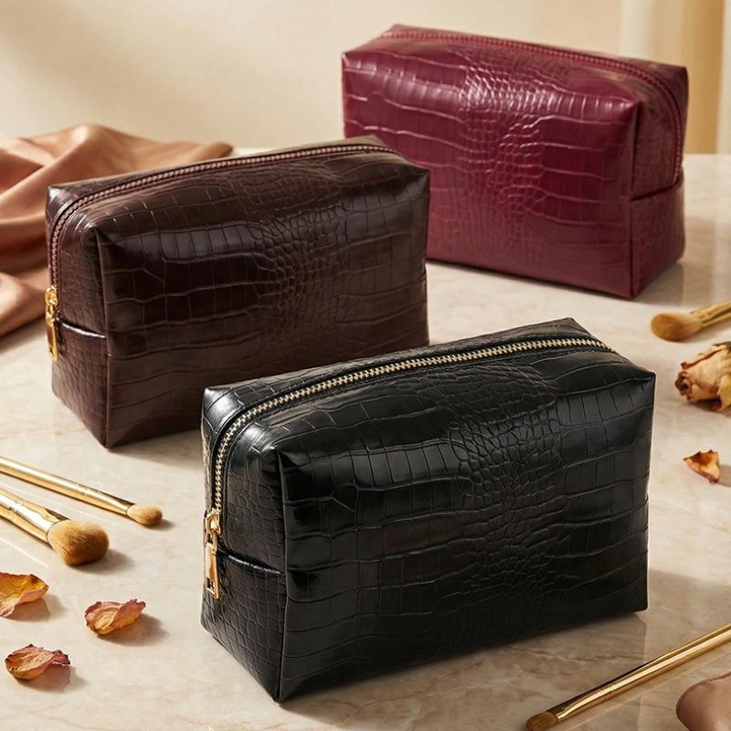 Moderne Neue PU-Leder Damen Kosmetiktasche Reißverschluss Große Kapazität Wasserdicht Reise Make-up Aufbewahrungstasche Organizer Koffer